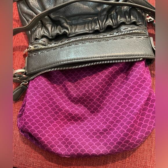 BRIGHTON GRAY LEATHER CROSSBODY SHOULDER BAG PURSE - Picture 11 of 13